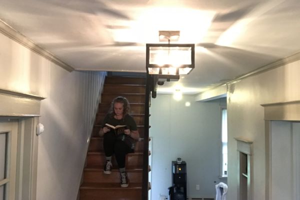 Reading on a Staircase