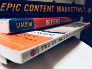 Textbooks on countertop