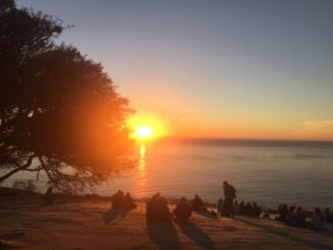 Sunset over the pacific ocean in Cape Town, South Africa